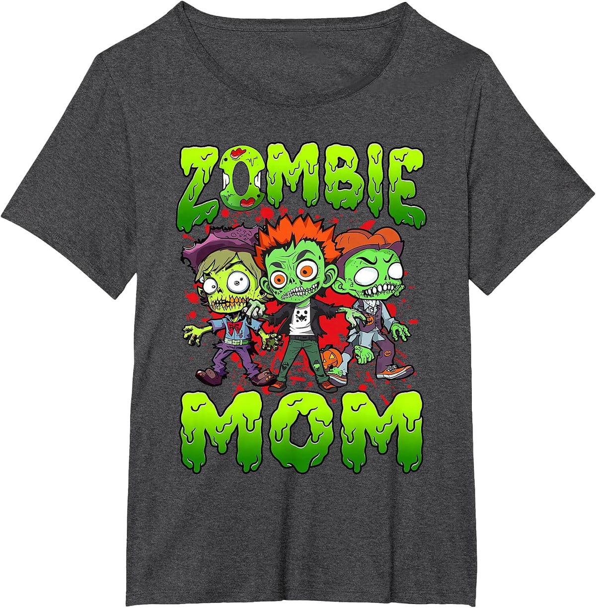 Zombie Mom Halloween Costume Family Matching T-Shirt - Dark Heather Grey