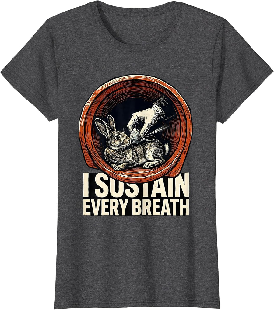 Women's I Sustain Every Breath Linocut Veterinary Technician Vet T-Shirt - Dark Heather Grey