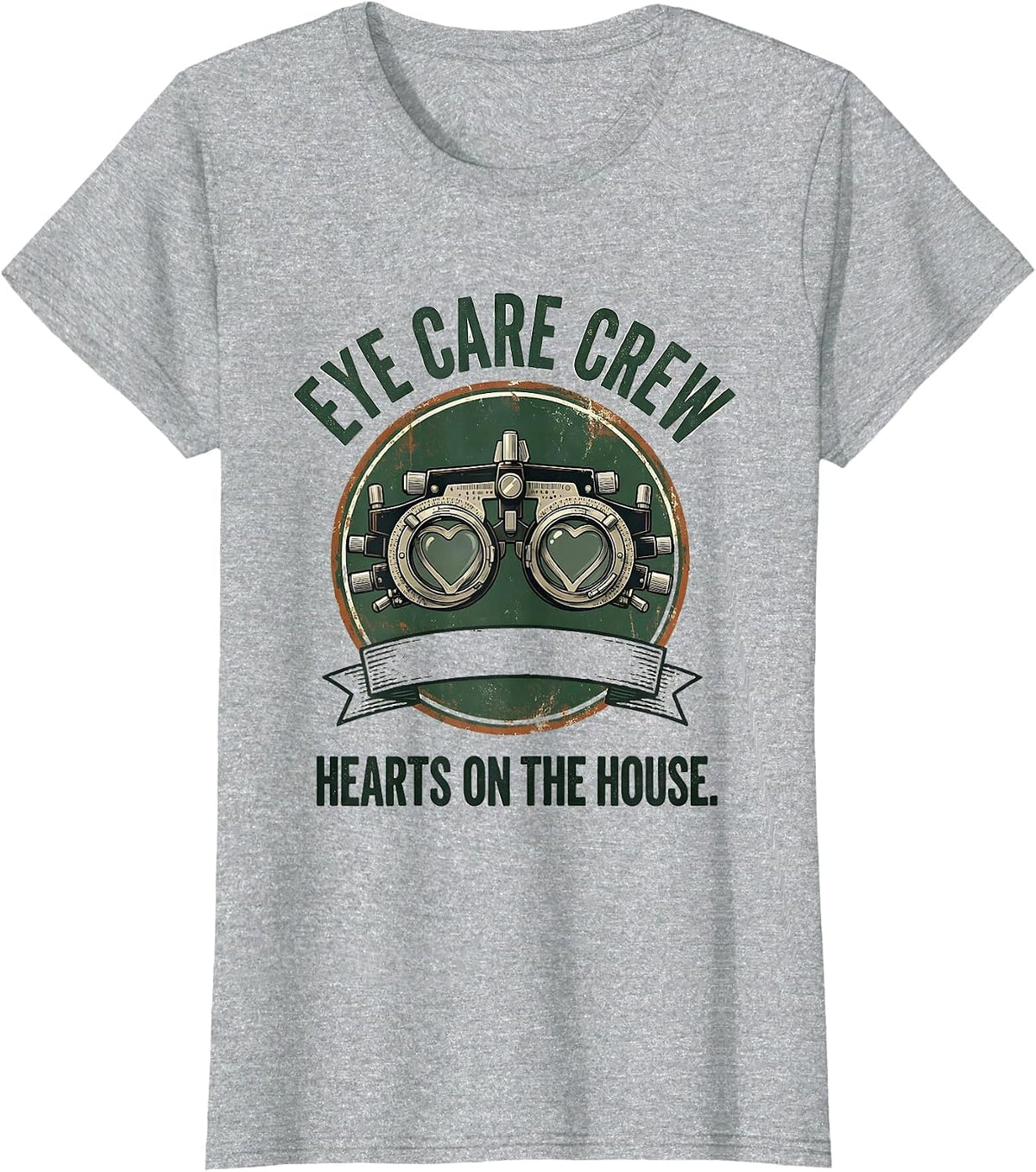 Eye Care Crew Hearts On The House Vintage Optometrist T-Shirt - Heather Grey
