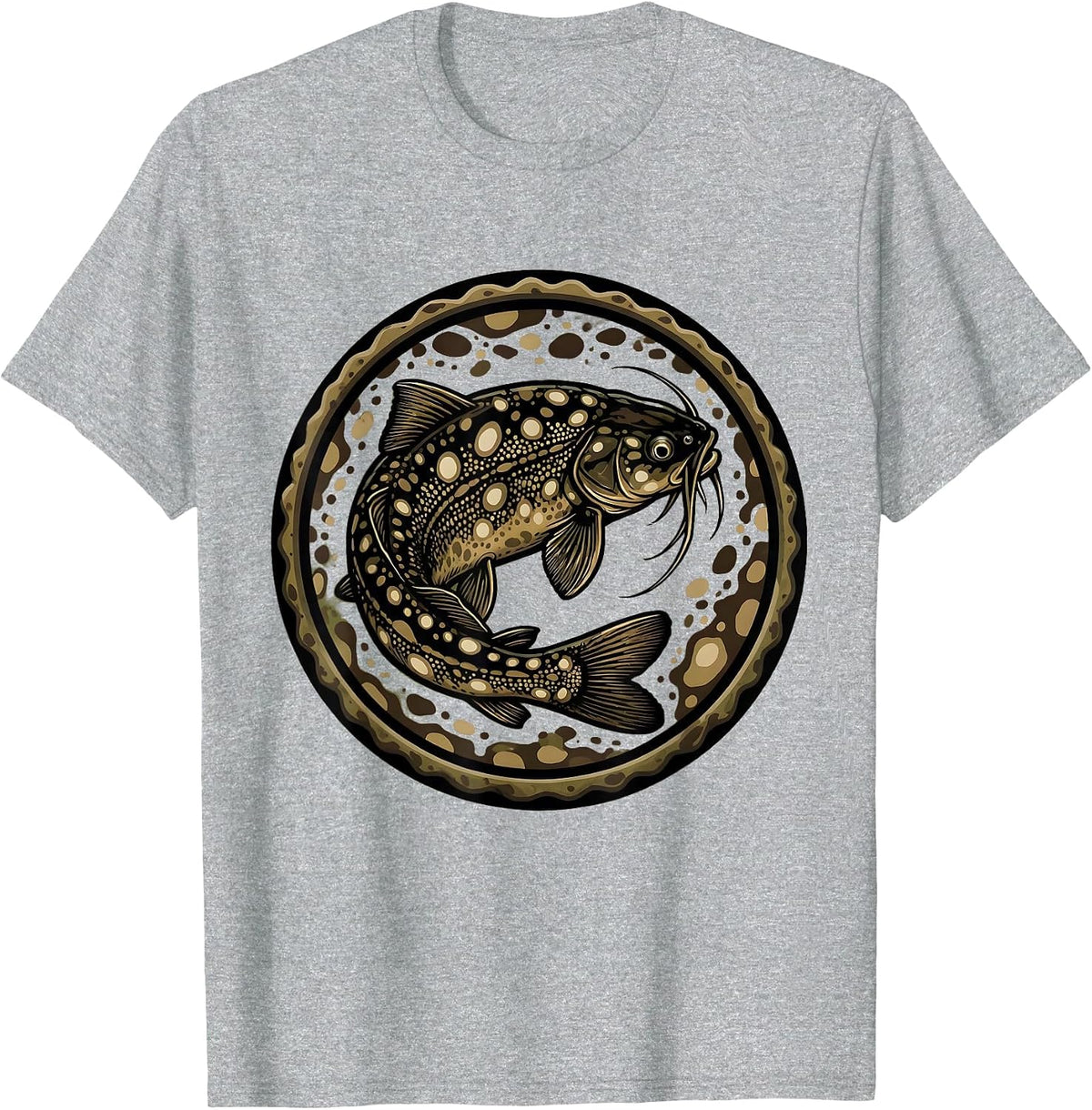 Men's Camo Catfish Muddy River Bottom Illustration T-Shirt - Heather Grey