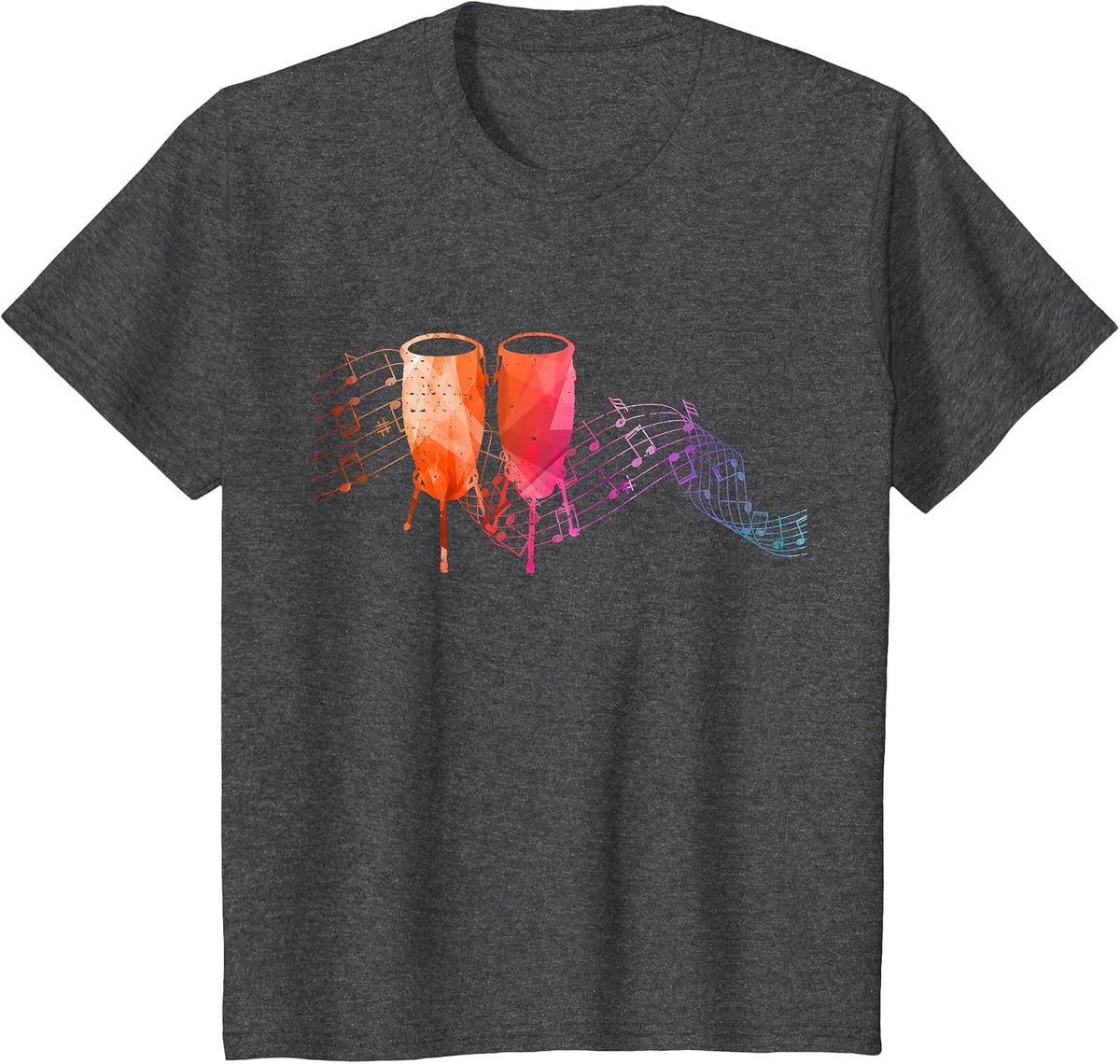 Colourful Conga Sheet Music for Conga Players T-Shirt - Dark Heather Grey