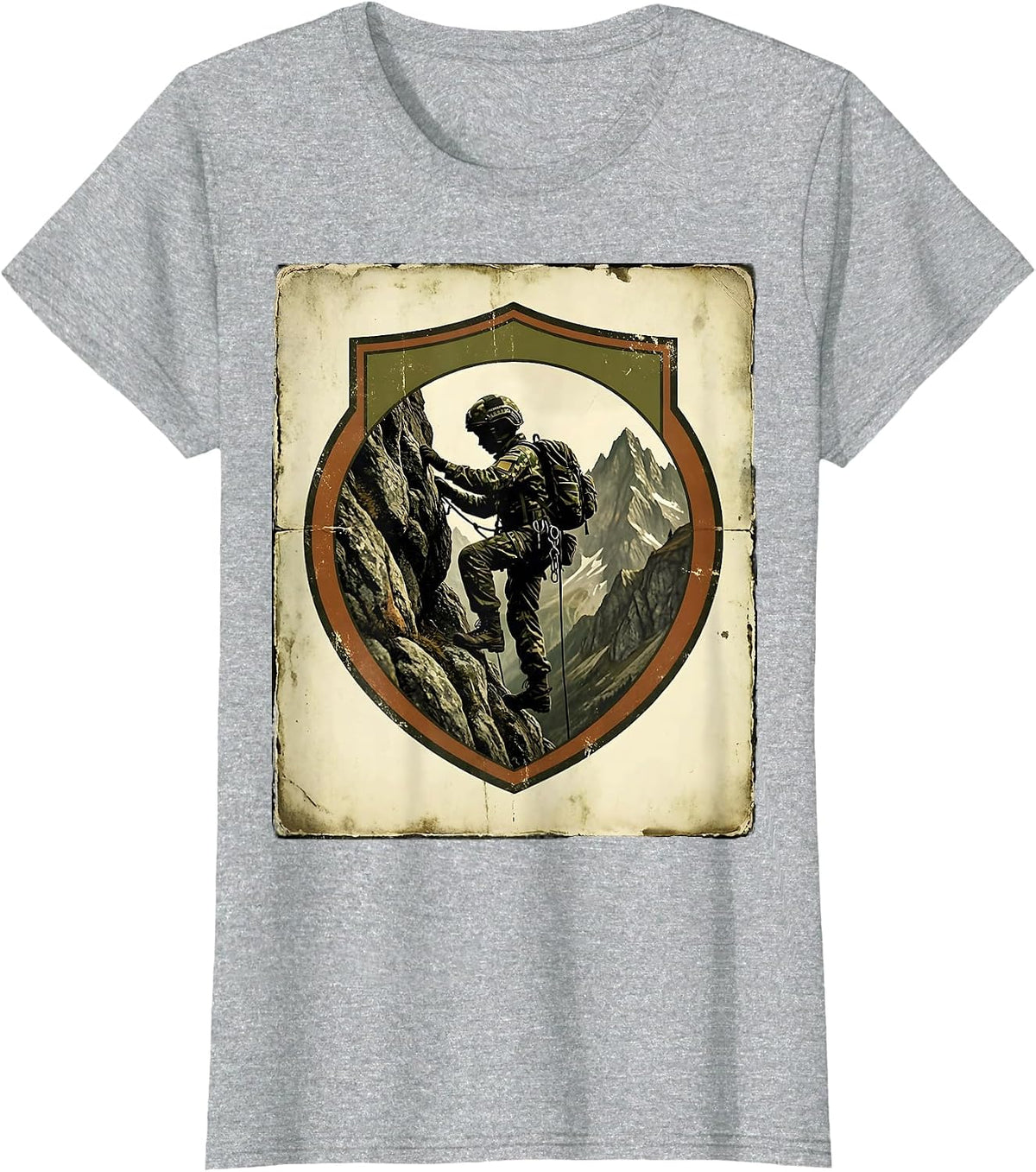 Boys Camo Mountain Climbing Graphic Tee T-Shirt - Heather Grey