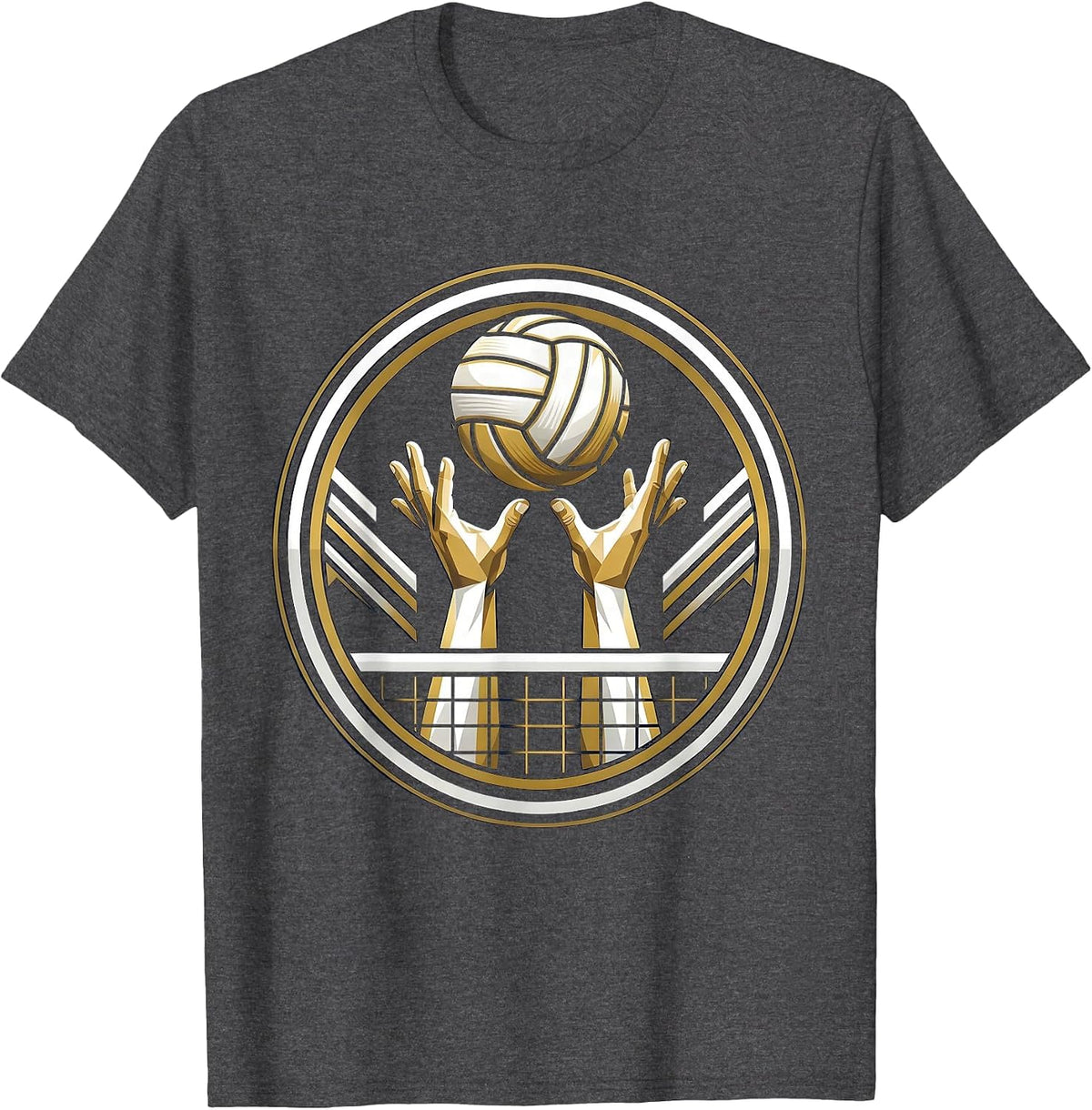 Men's Volleyball Setting Over the Net Graphic T-Shirt - Dark Heather Grey