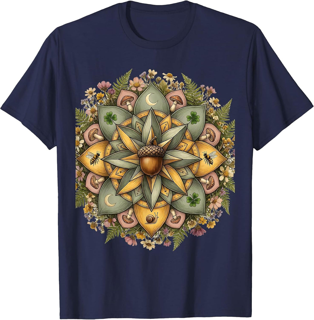 Men's 4th Grade Teacher Geometric Mandala Design T-Shirt - Navy Blue