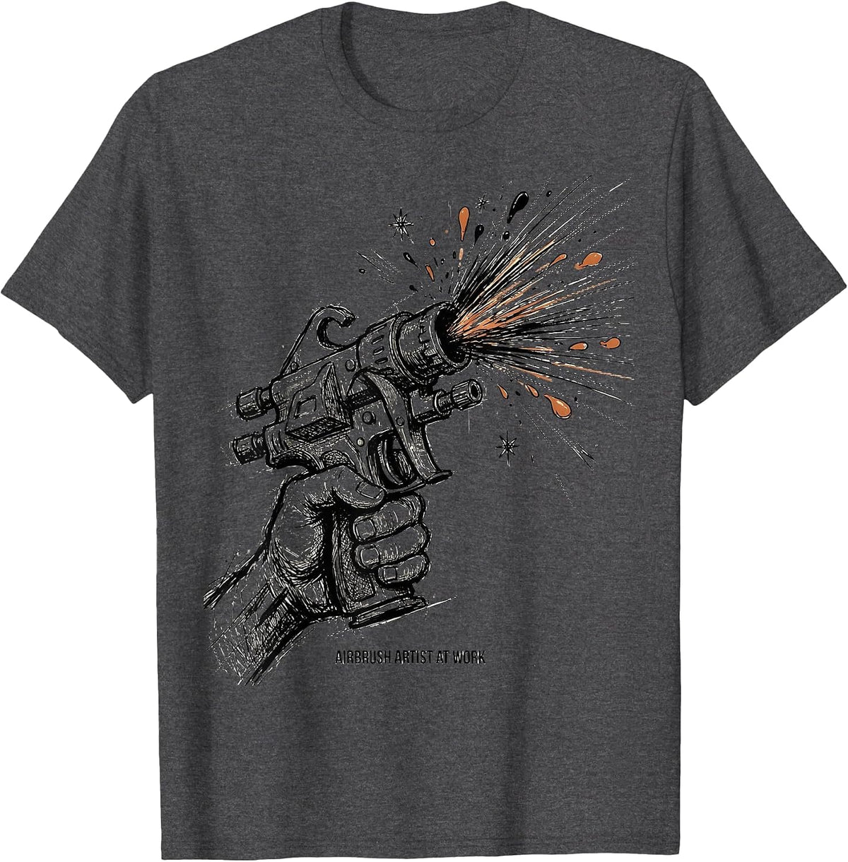 Airbrush Artist At Work Creative Design T-Shirt - Dark Heather Grey
