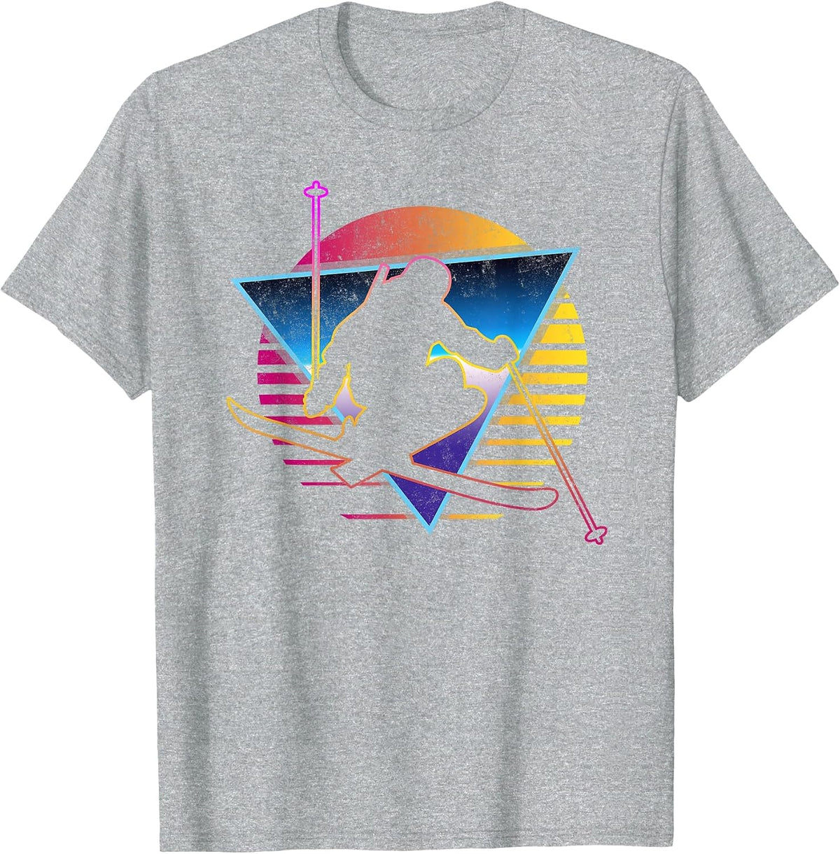 Retro Vintage 80s Ski T-Shirt - Heather Grey