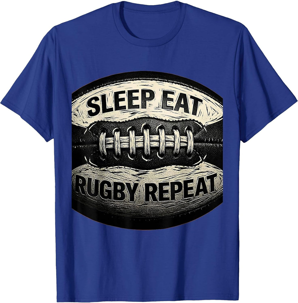 Sleep Eat Rugby Repeat Fan Design T-Shirt - Royal Blue