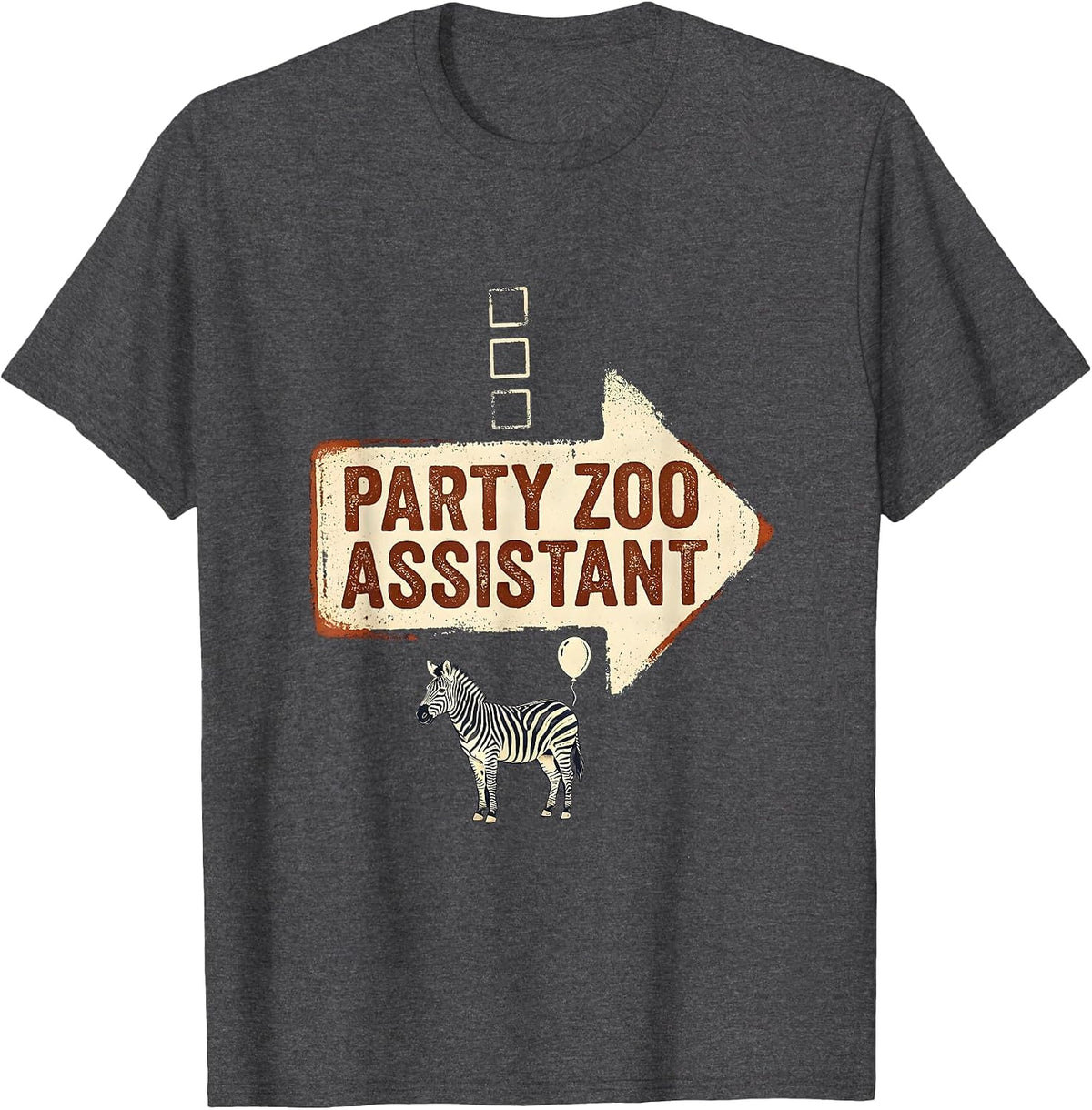 Party Zoo Assistant Rubber Stamp Safari Birthday Party T-Shirt - Dark Heather Grey