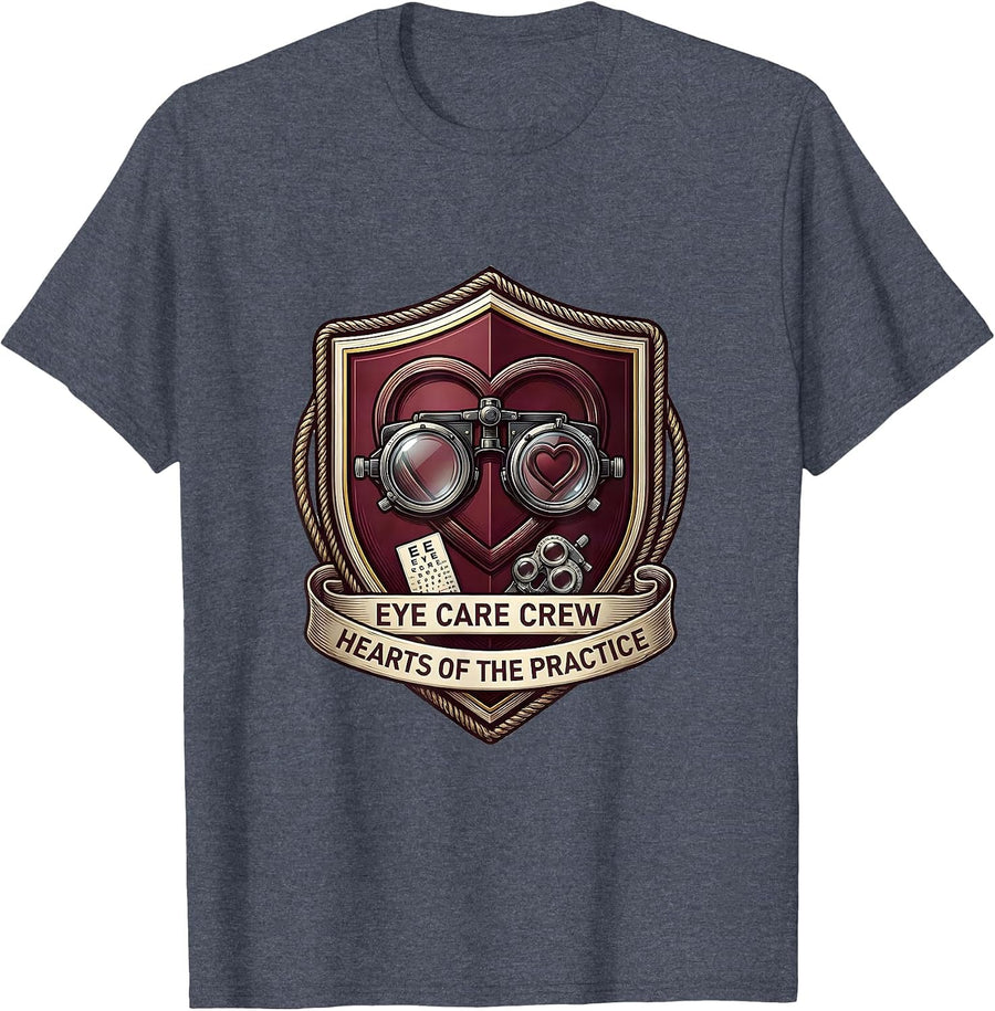 Eye Care Crew Hearts Of The Practice Optometrist Valentine T-Shirt - Heather Blue