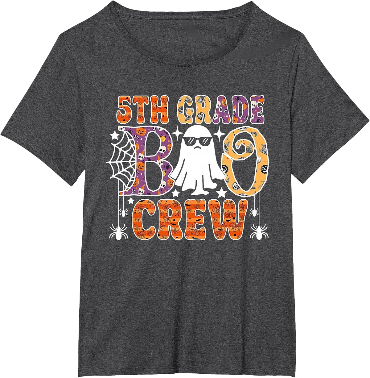 5th Grade Boo Crew Funny Halloween Teachers Students T-Shirt - Dark Heather Grey