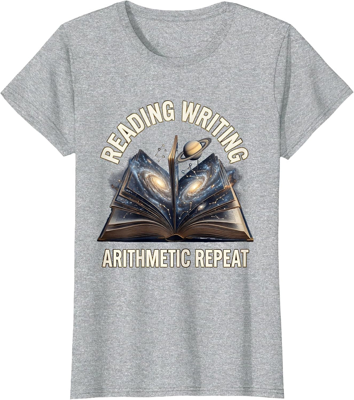 5th Grade Teacher Reading Writing Arithmetic Repeat T-Shirt - Heather Grey