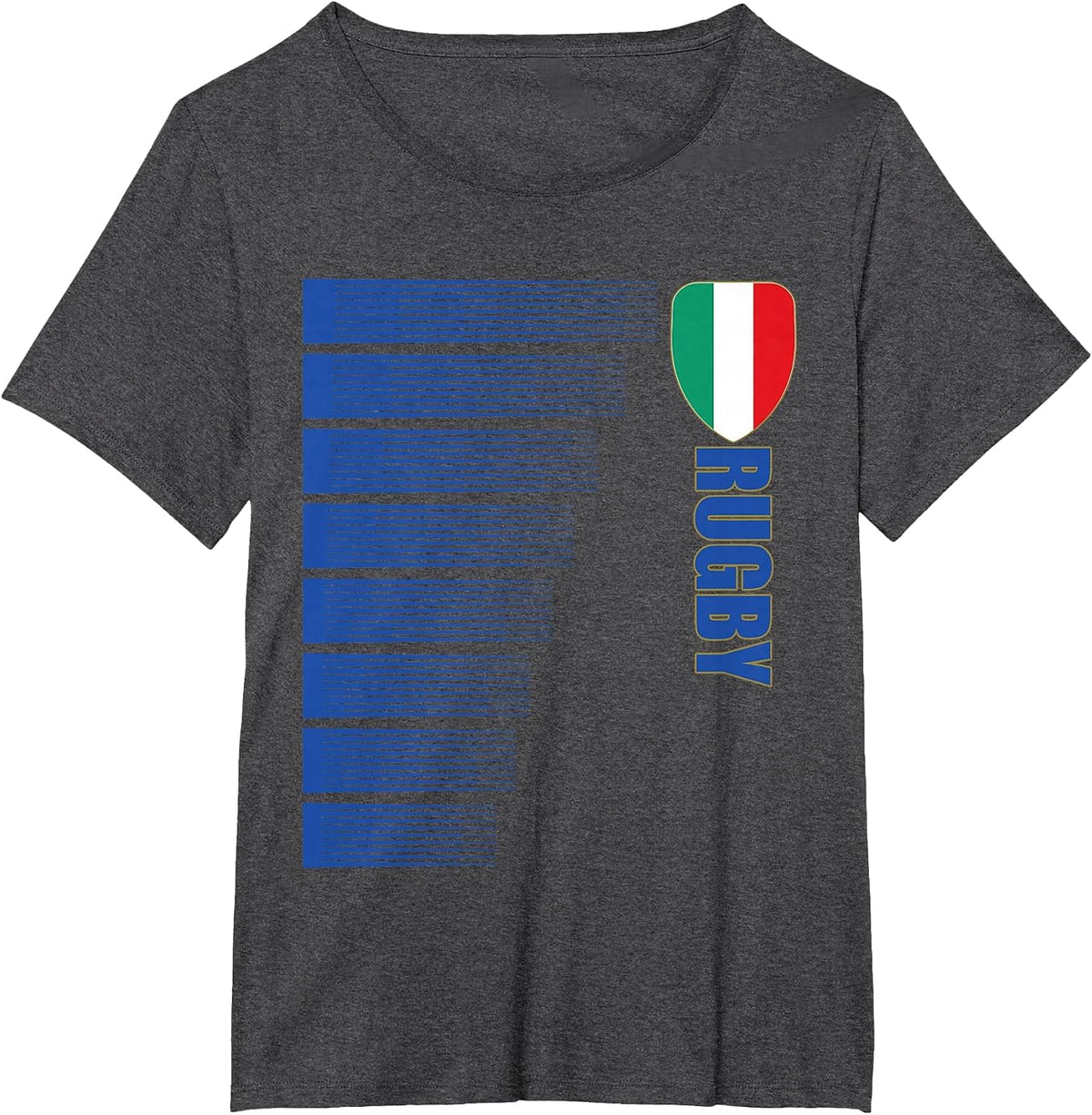 Italy Rugby Jersey Italian Rugby 2 Sided T-Shirt - Dark Heather Grey