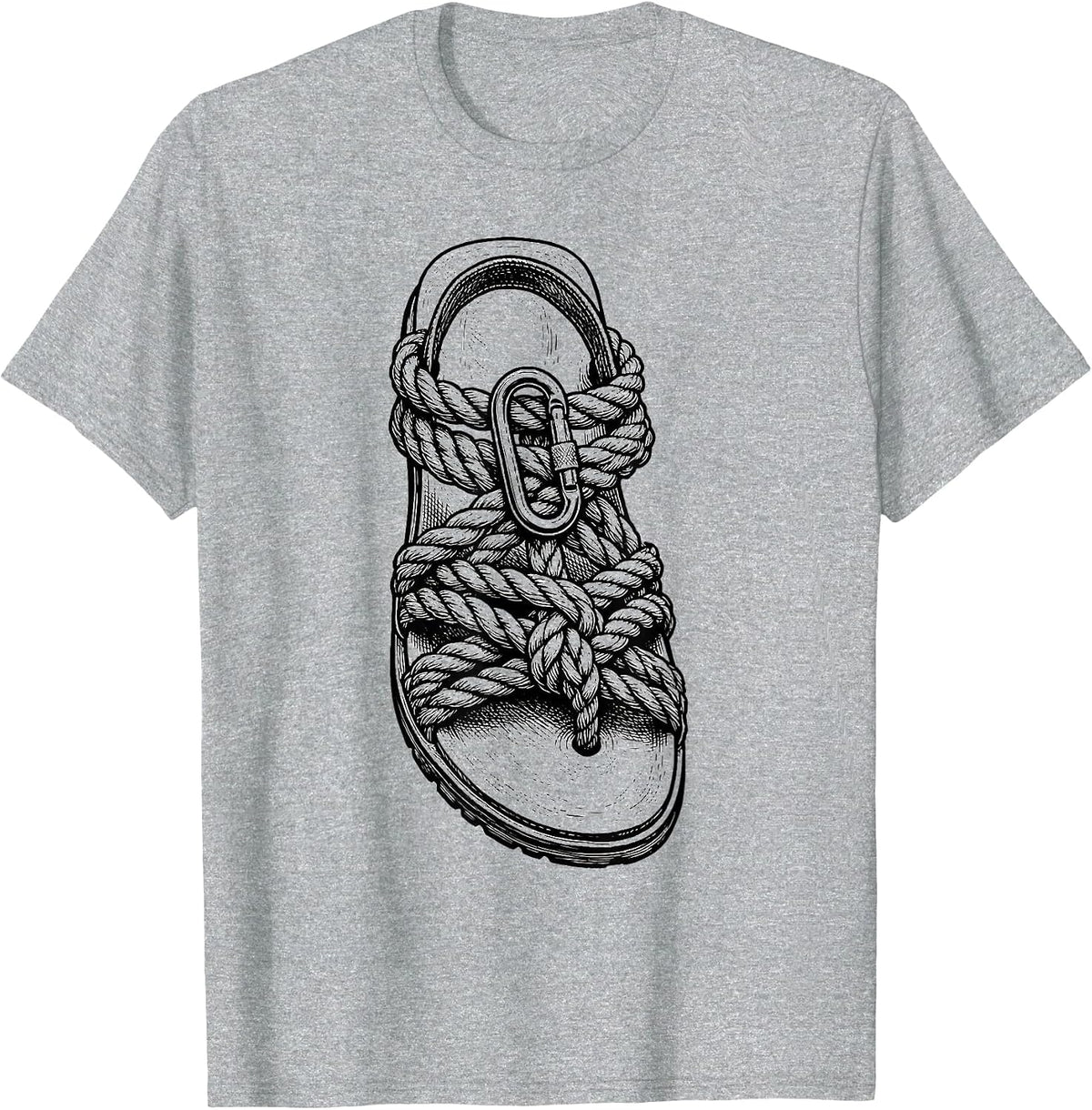 Men's Outdoor Adventure Sandal Climbing Rope Carabiner T-Shirt - Heather Grey