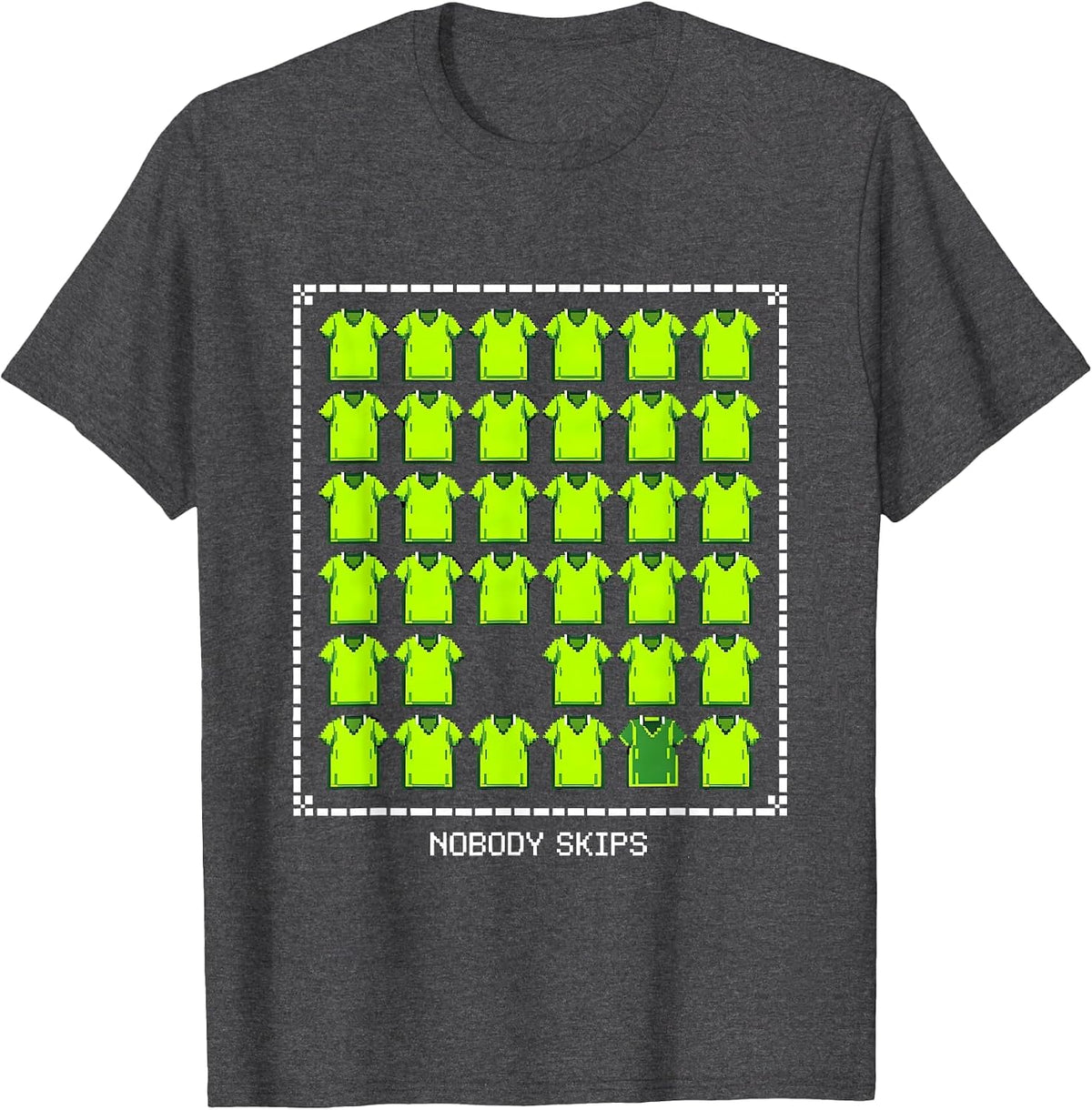 Men's Nobody Skips Funny PE Teacher Appreciation Gym Class Humor T-Shirt - Dark Heather Grey