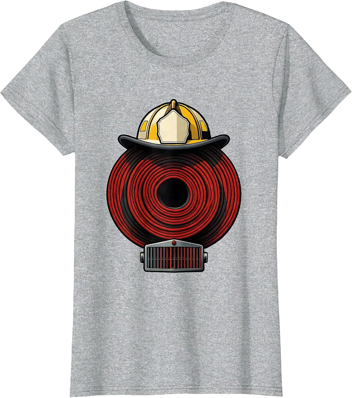 Women's Nested Hose Birthday Fire Truck Kids Firefighter Toddler T-Shirt - Heather Grey