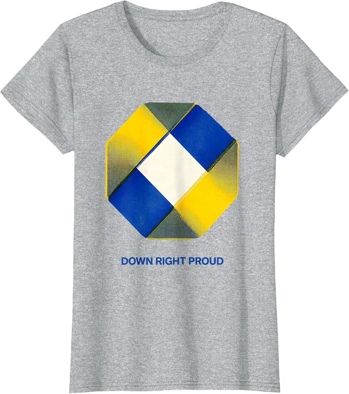 Women's Down Right Proud Risograph Down Syndrome Awareness Family T-Shirt - Heather Grey