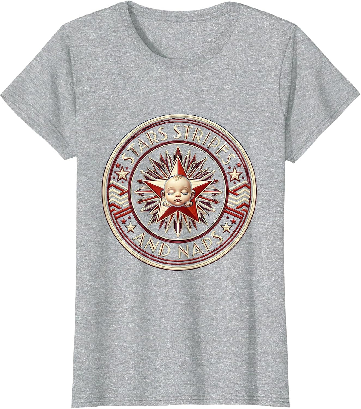Stars Stripes and Naps Kids Patriotic Design T-Shirt - Heather Grey