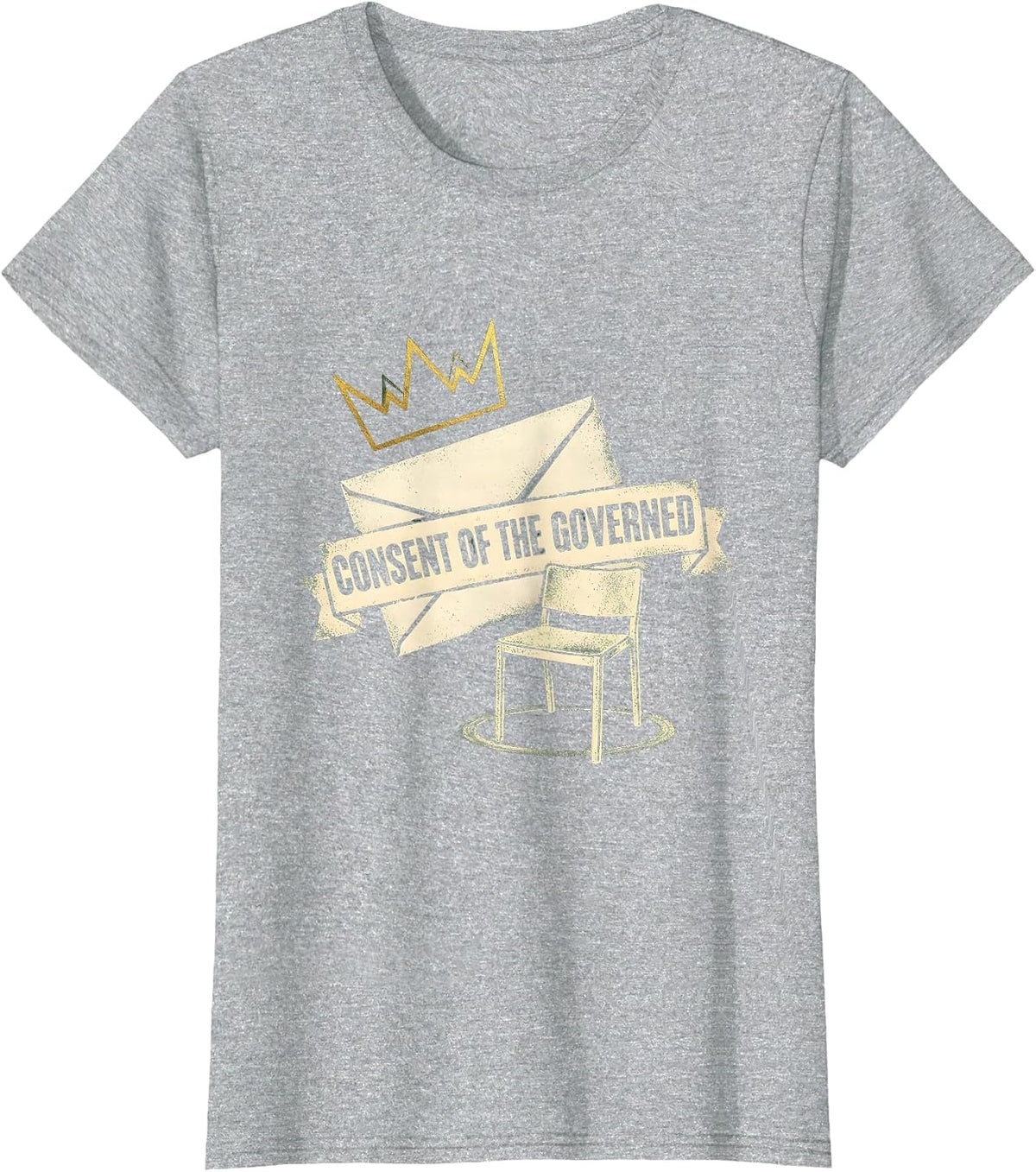 Consent Of The Governed Rubber Stamp Political Satire T-Shirt - Heather Grey