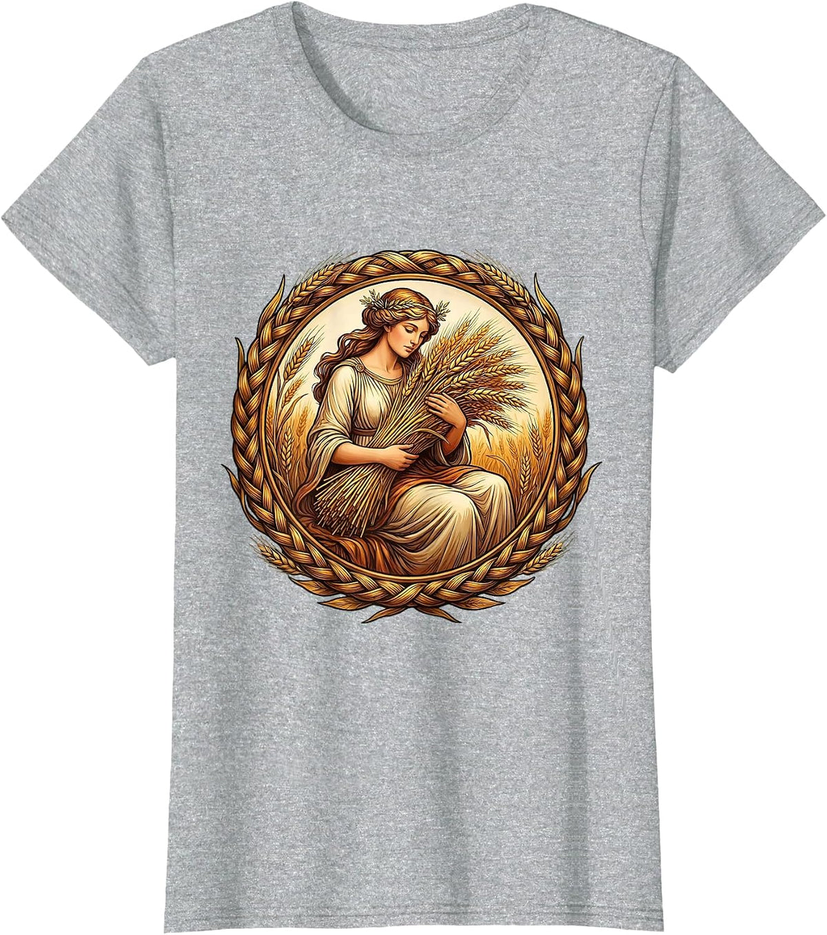Virgo Maiden Wheat Bundle Zodiac Astrology Design T-Shirt - Heather Grey