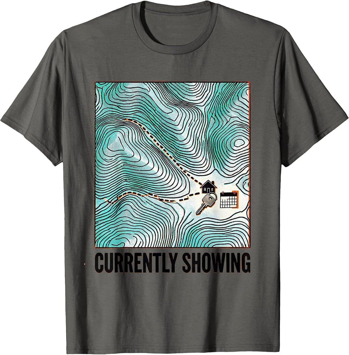 Currently Showing Risograph Realtor Real Estate Agent Humor T-Shirt - Asphalt Grey