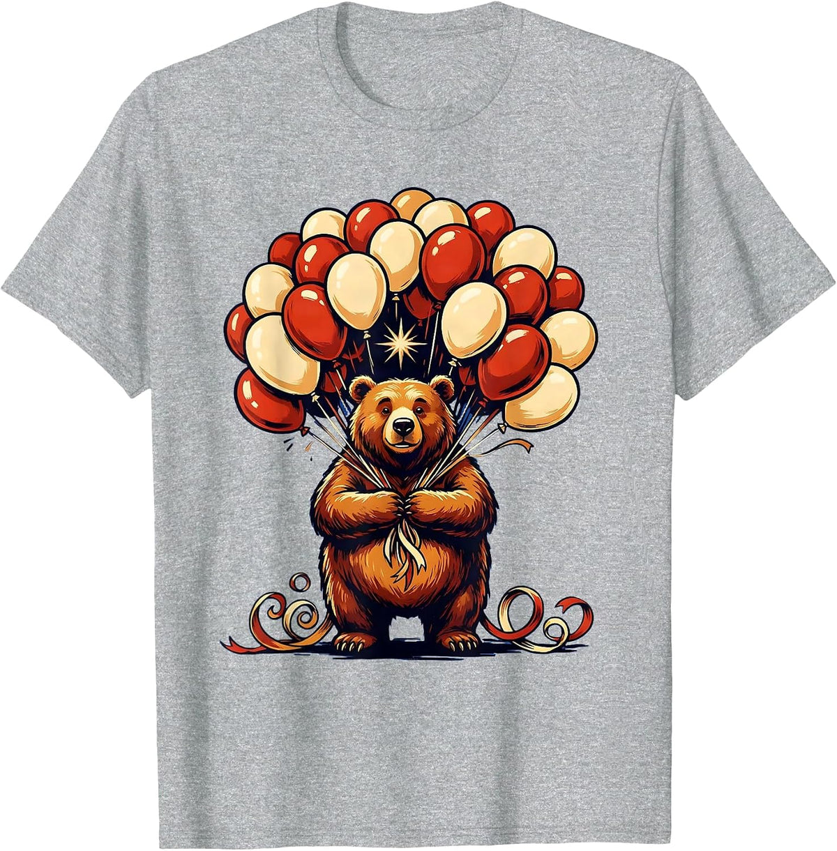 Men's 21st Birthday Bear with Balloon Bouquet T-Shirt - Heather Grey