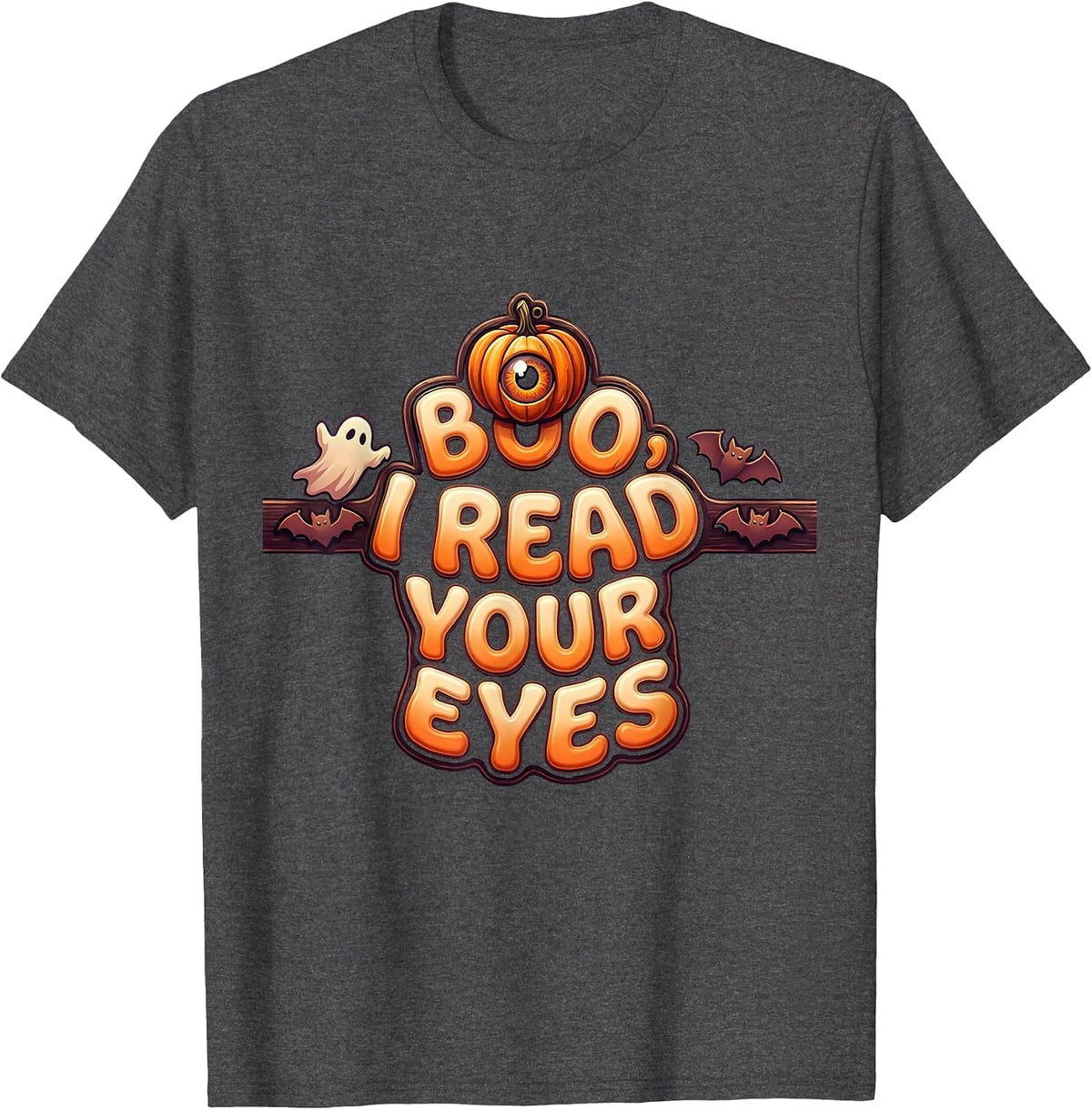 Men's Boo I Read Your Eyes Vintage Halloween Optometrist Eye T-Shirt - Dark Heather Grey