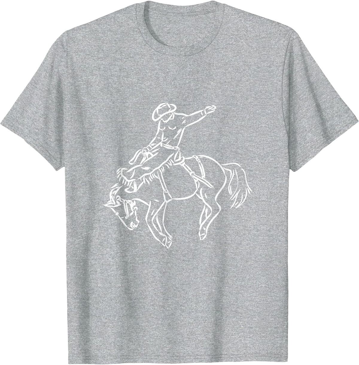 Vintage Rodeo Shirt Bucking Bronco Horse Riding Cowboy T-Shirt - Heather Grey