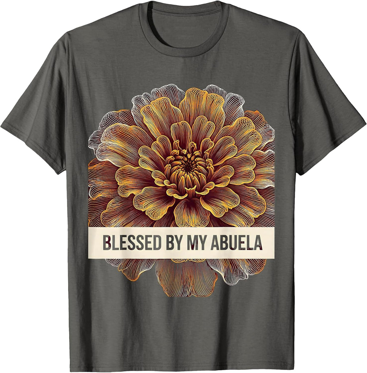 Blessed By My Abuela Latina Heritage Design T-Shirt - Asphalt Grey