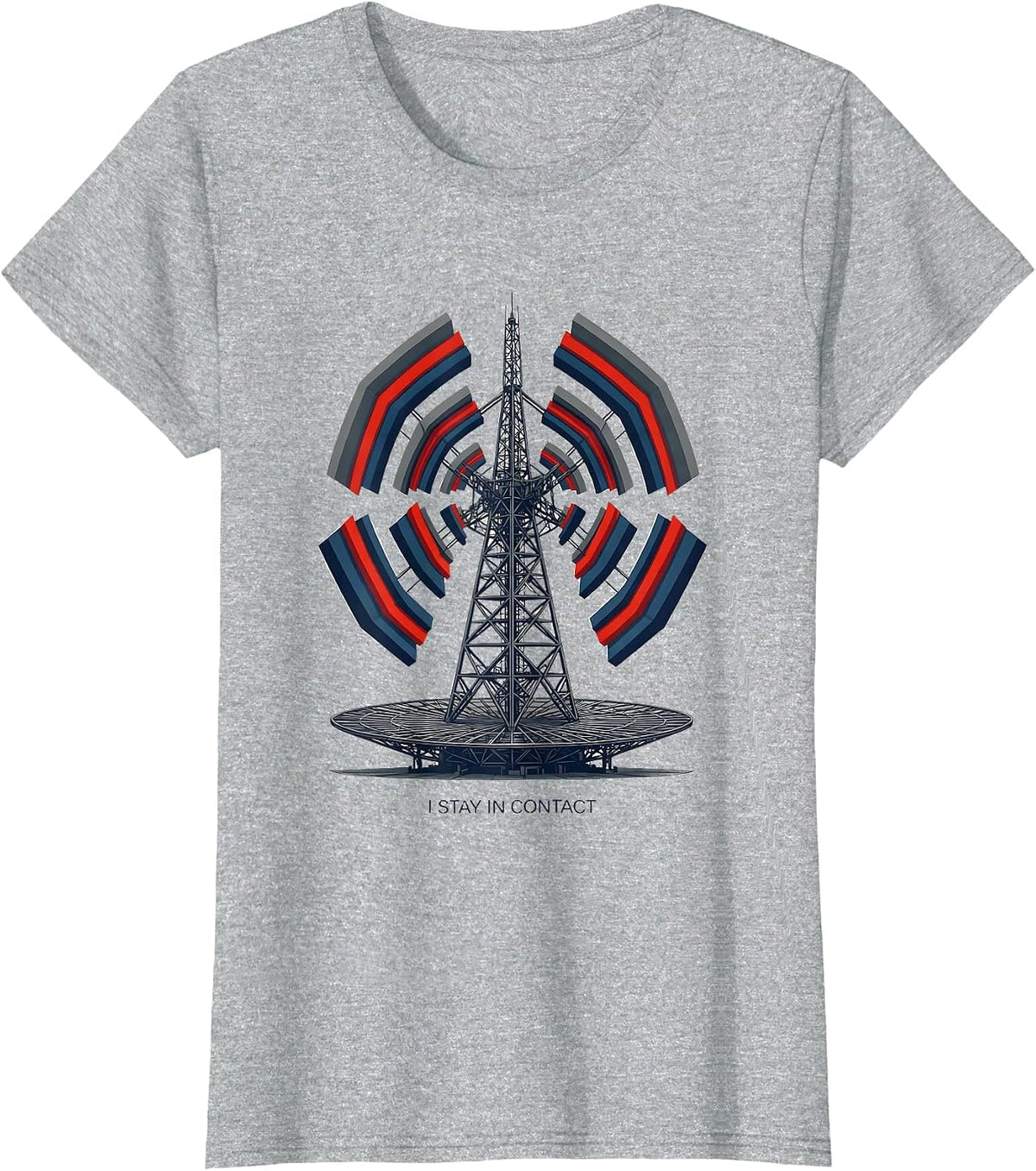 I Stay In Contact Geometric Ham Radio Operator Hobby Pride T-Shirt - Heather Grey