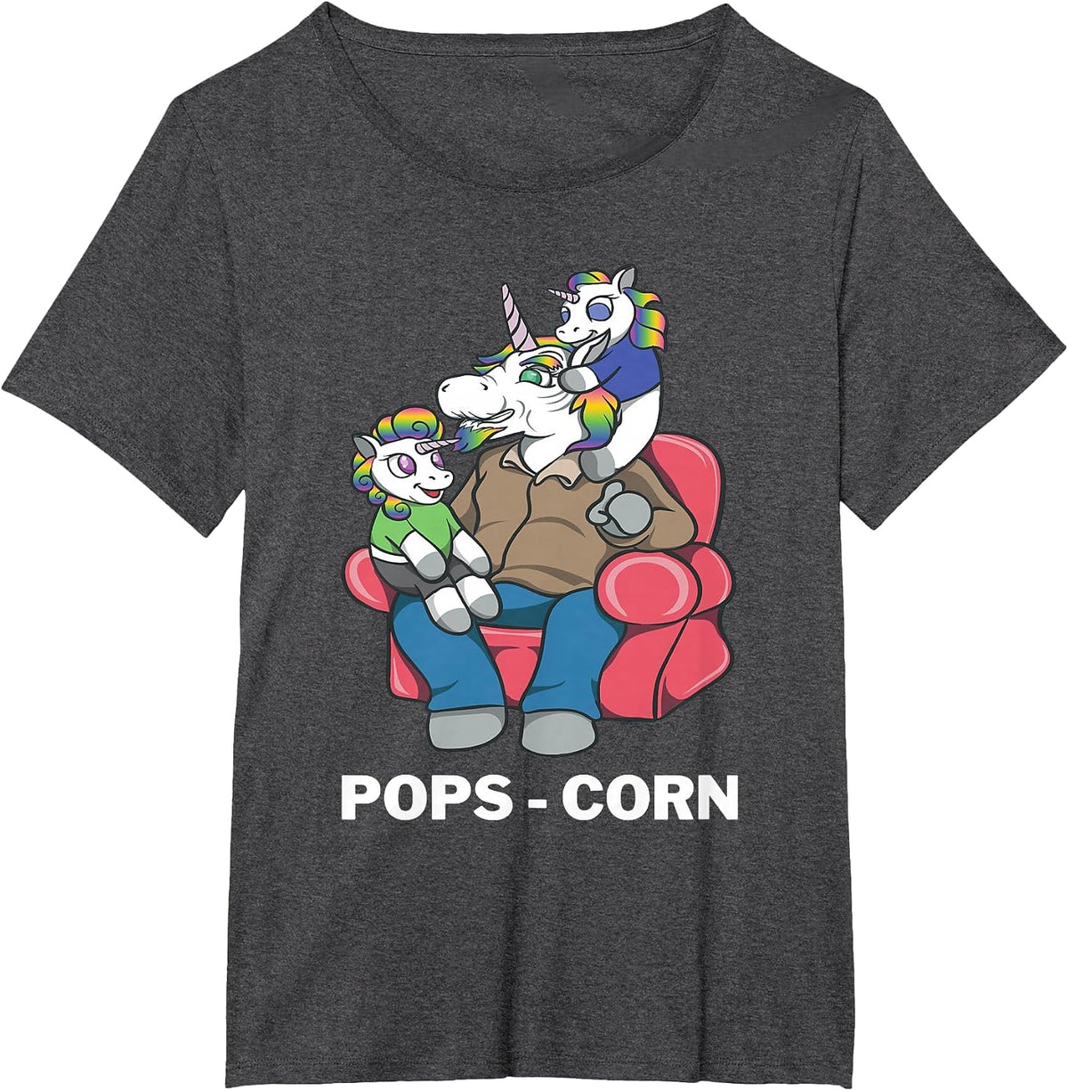 Grandpa Pops Unicorn Old Dadacorn Grandpacorn with Toddlers T-Shirt - Dark Heather Grey