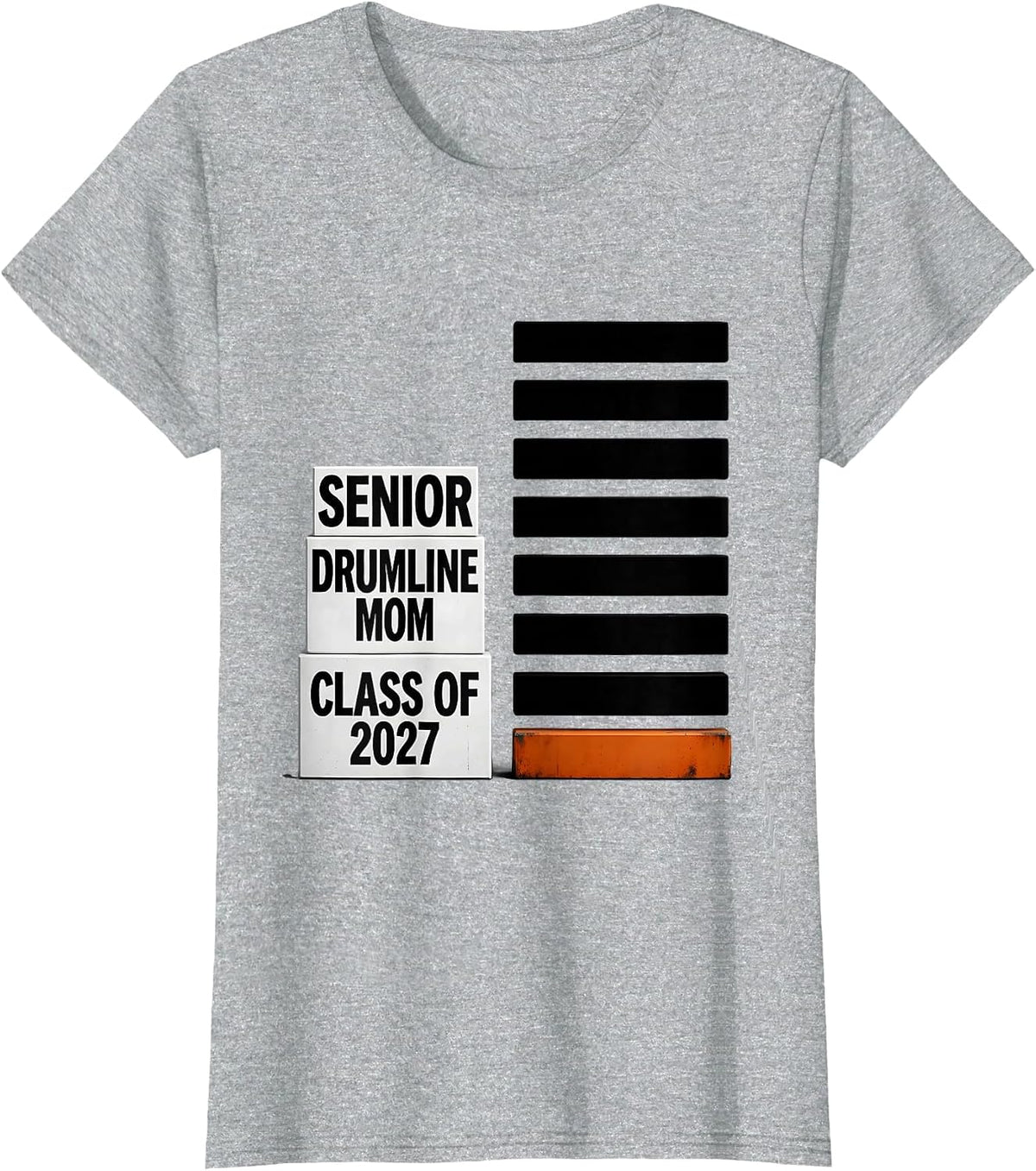 Senior Drumline Mom Class Of 2027 Marching Band Senior Night T-Shirt - Heather Grey