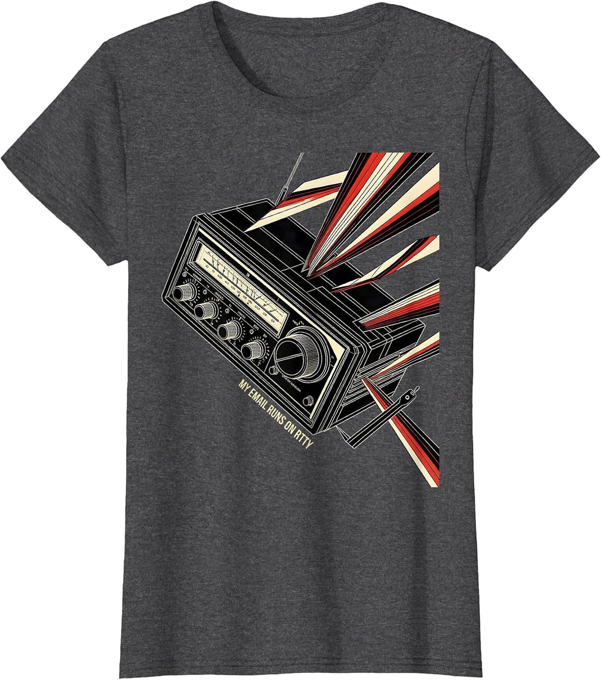 Women's My Email Runs On RTTY Funny Ham Radio Operator Hobbyist T-Shirt - Dark Heather Grey
