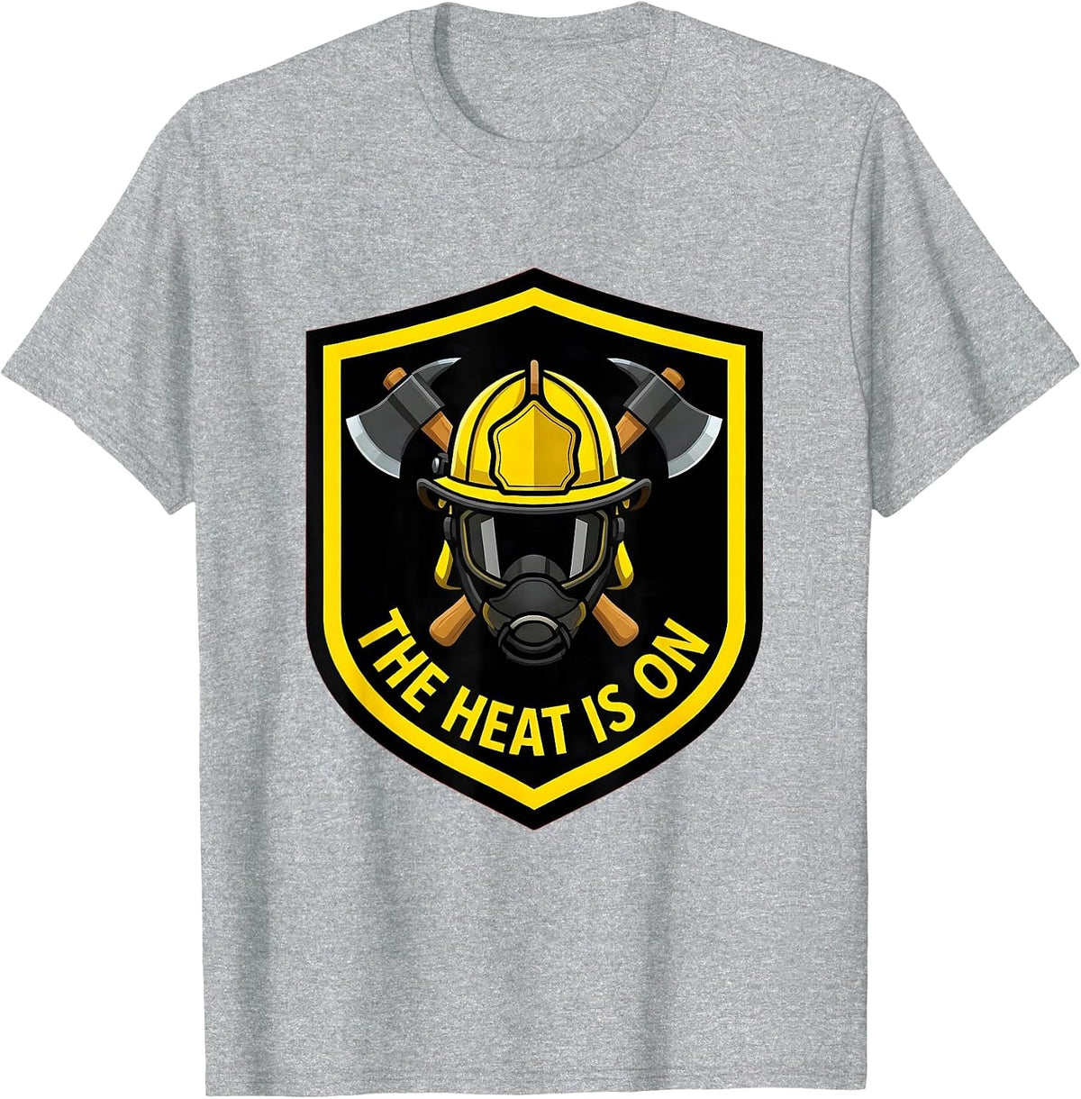 Men's The Heat Is On Firefighter Graphic Design T-Shirt - Heather Grey
