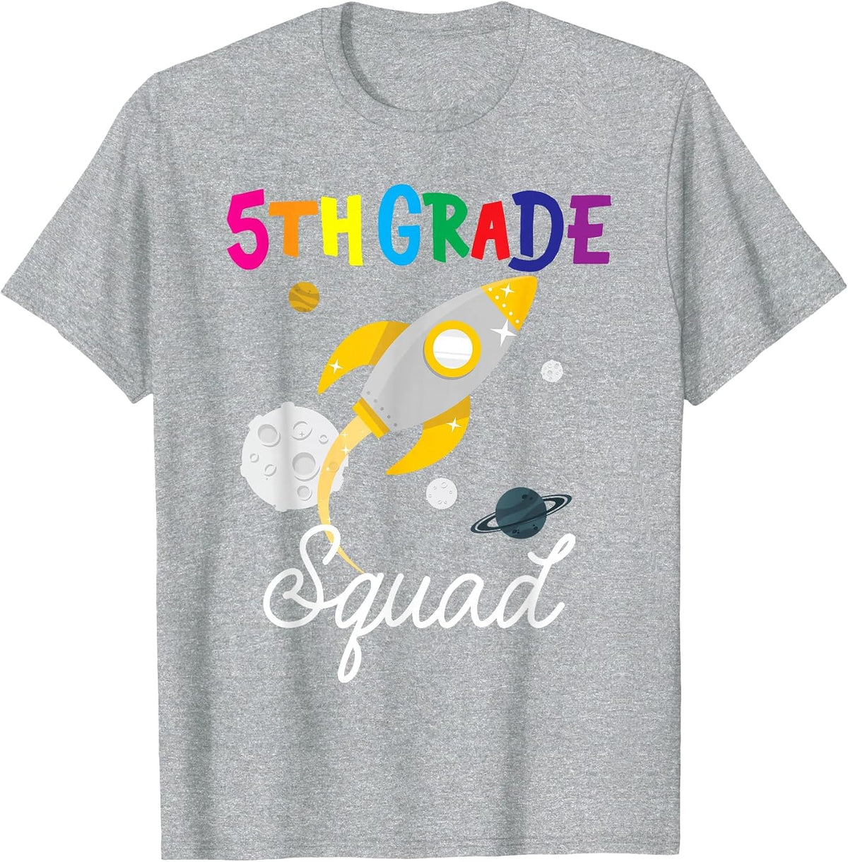 5th Grade Squad Fifth Grade Team Rocket Back to School Crew T-Shirt - Heather Grey
