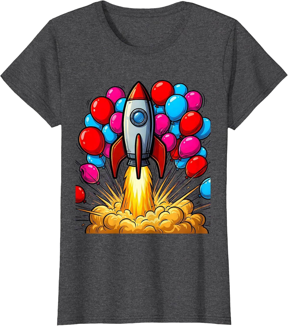 Women's 21st Birthday Rocket Balloon Launch Celebration T-Shirt - Dark Heather Grey
