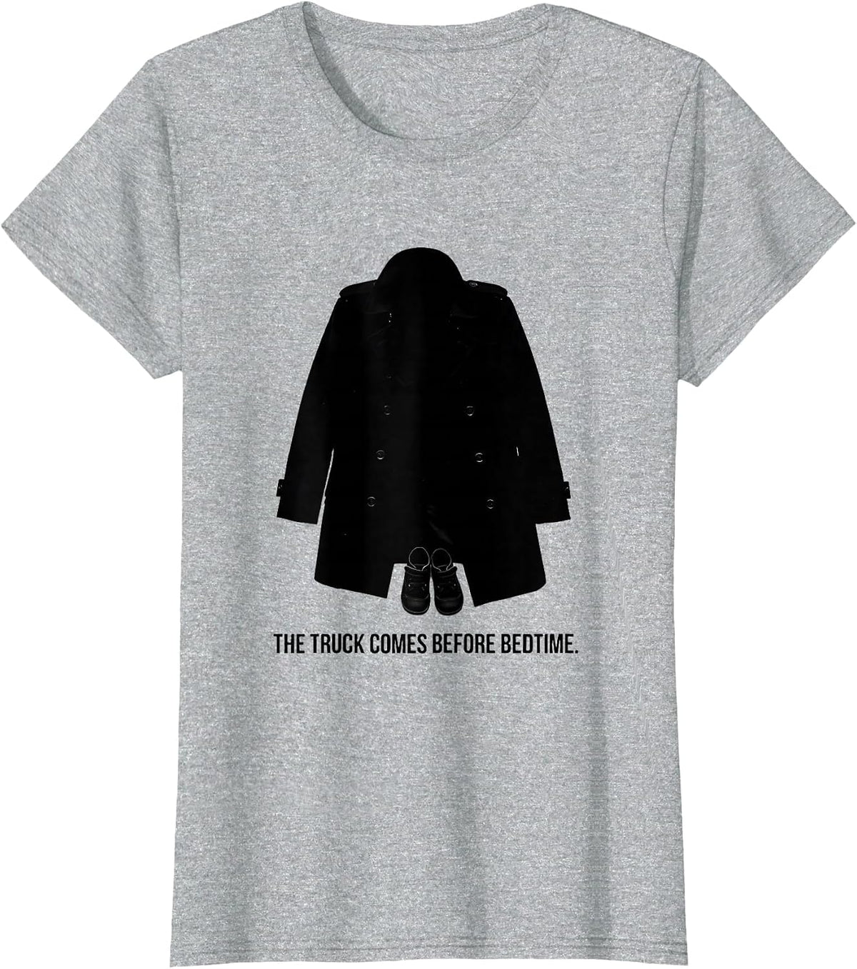 The Truck Comes Before Bedtime Funny Firefighter Family T-Shirt - Heather Grey