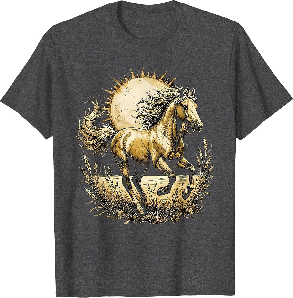 Wild Horse Galloping Through Open Plains T-Shirt - Dark Heather Grey