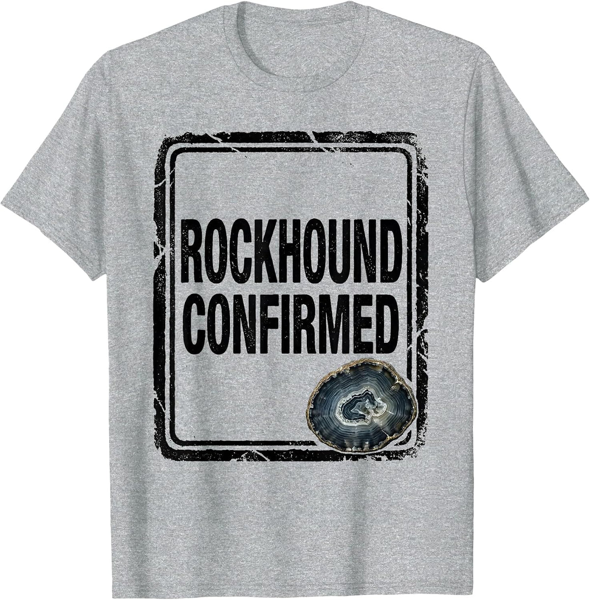 Men's Rockhound Confirmed Rubber Stamp Rock Collector Geology T-Shirt - Heather Grey