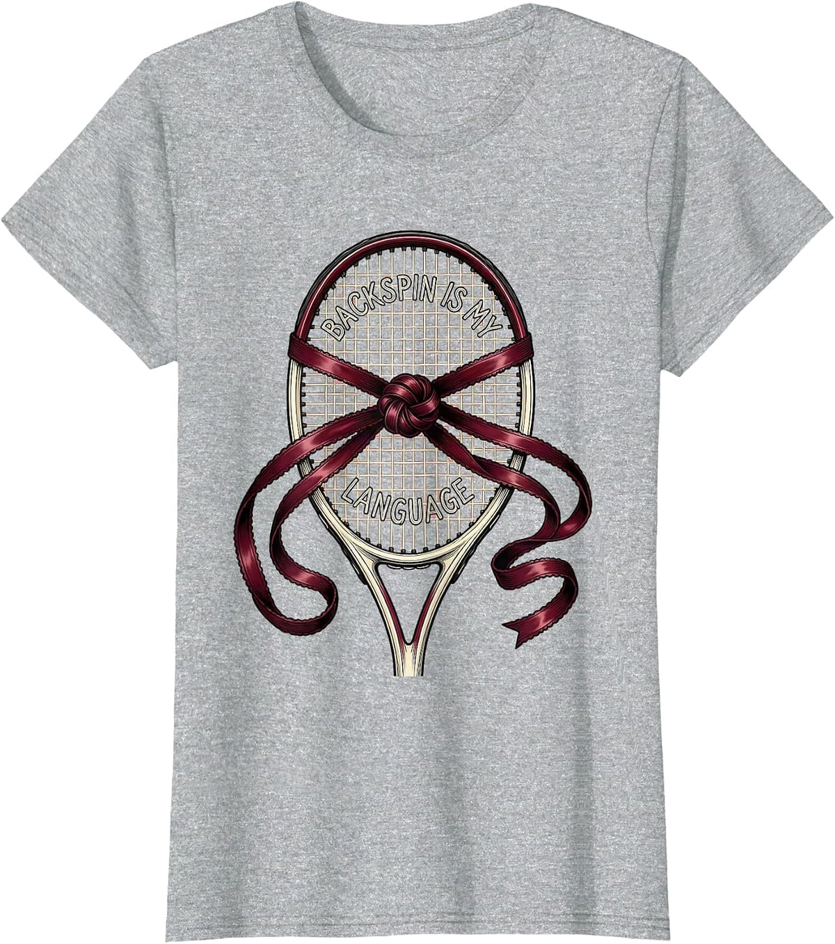 Backspin Is My Language Tennis Graphic Design T-Shirt - Heather Grey