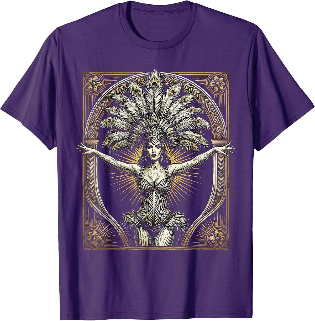 Men's Vintage Showgirl Art Deco Frame Graphic T-Shirt - Purple