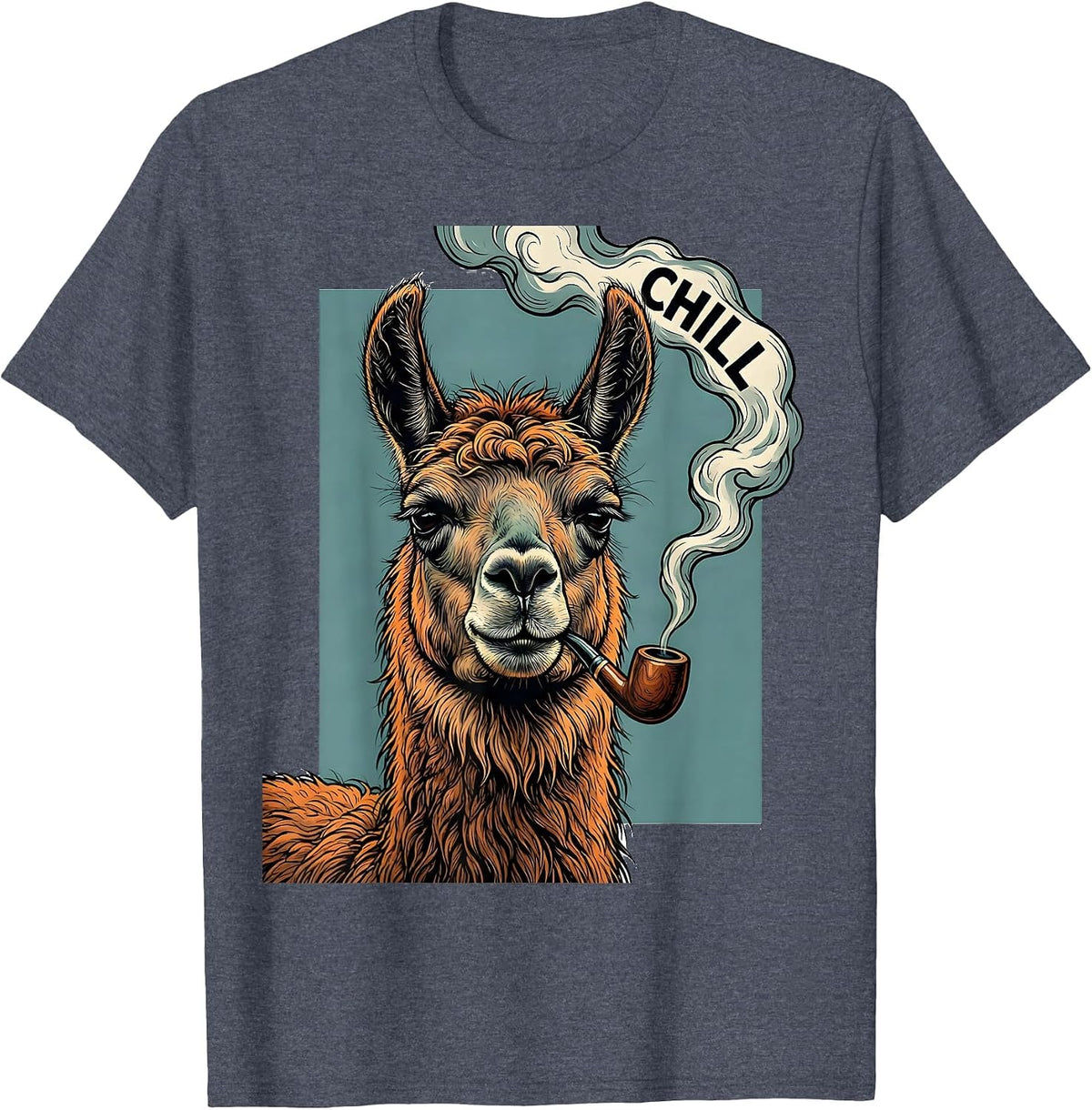 Chill Funny Llama Stoner Cannabis Humor Novelty T-Shirt - Heather Blue