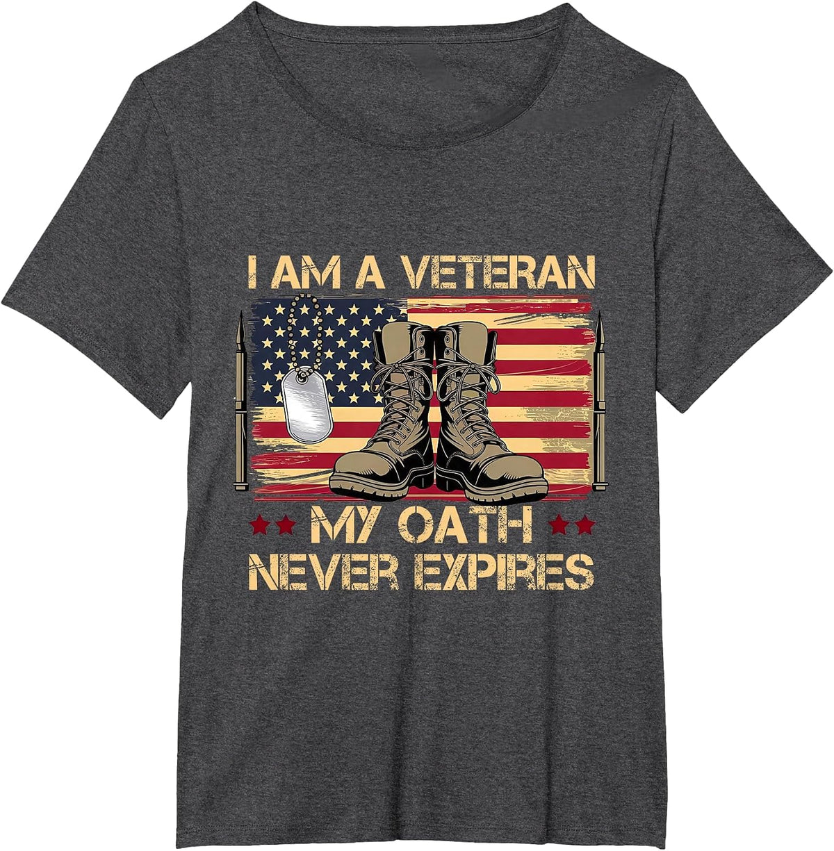 I am A Veteran My Oath Never Expires T-Shirt - Dark Heather Grey