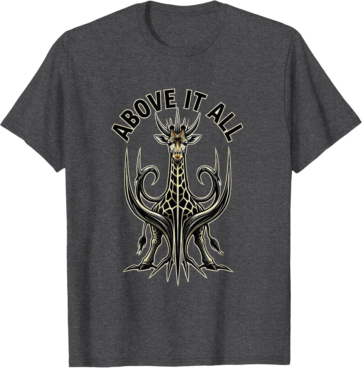 Men's Above It All Giraffe Graphic Design T-Shirt - Dark Heather Grey