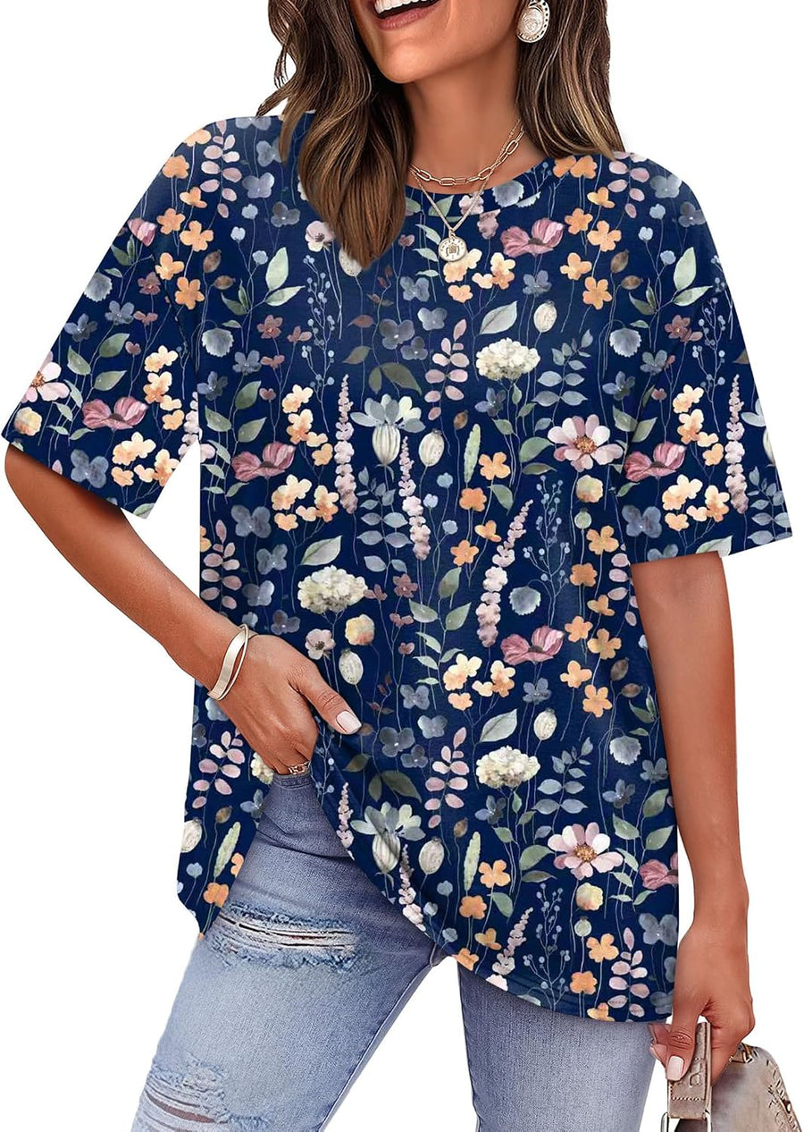 WIHOLL Oversized Tshirts for Women Summer Tops Short Sleeve T Shirts Beach Vacation Clothes Travel Outfits Fashion 2026 -