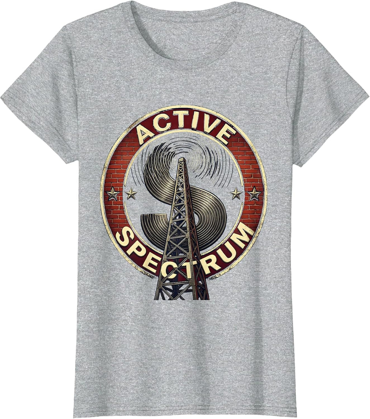 Women's Active Spectrum Patriotic Ham Radio Operator Nerdy Humor T-Shirt - Heather Grey