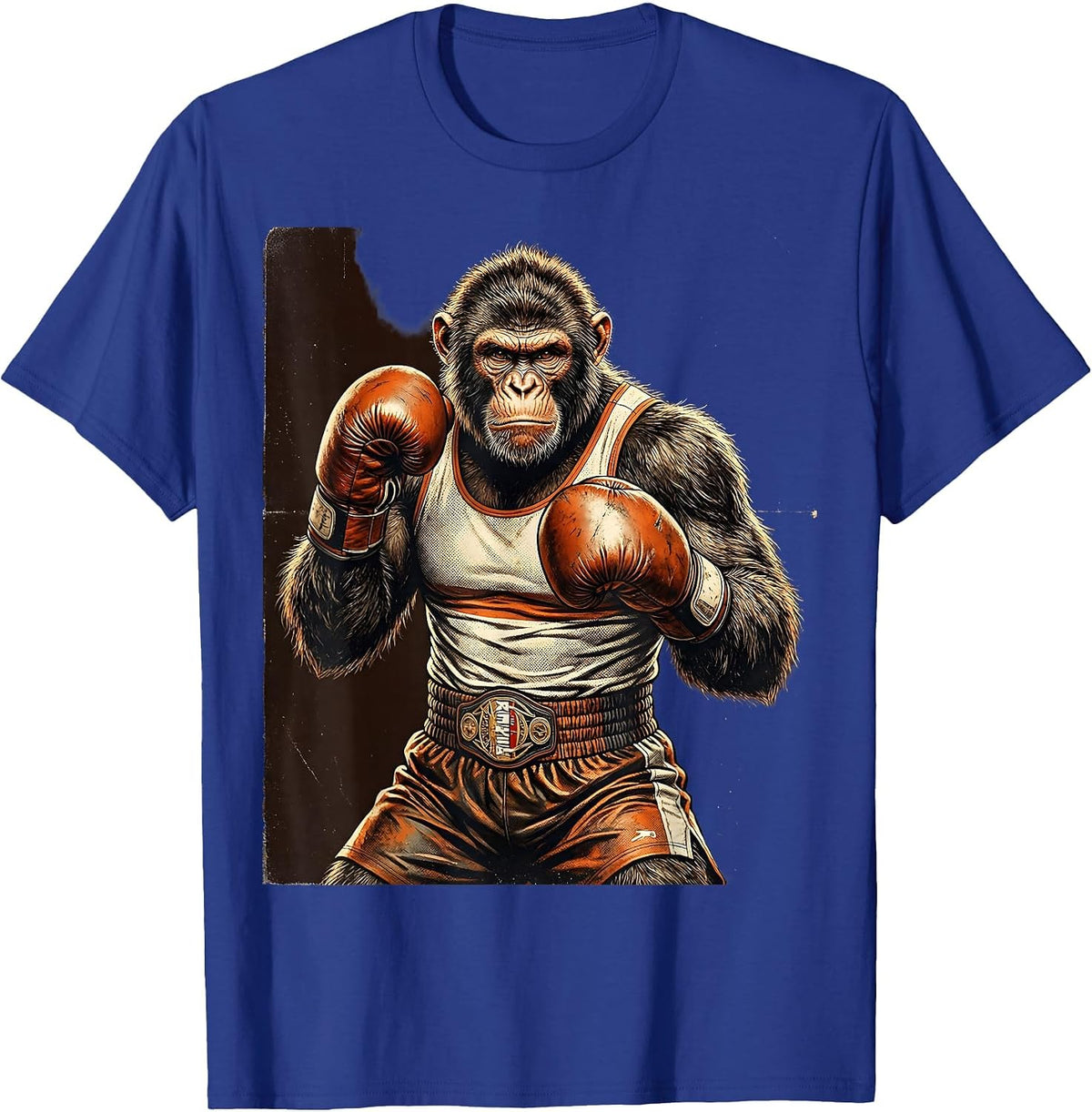 Monkey Boxing Gloves Fighter Graphic T-Shirt - Royal Blue