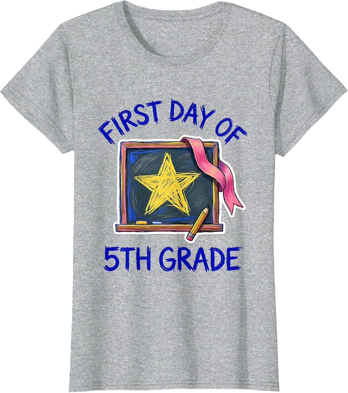 First Day Of 5th Grade Coquette Back To School Girls Kids T-Shirt - Heather Grey
