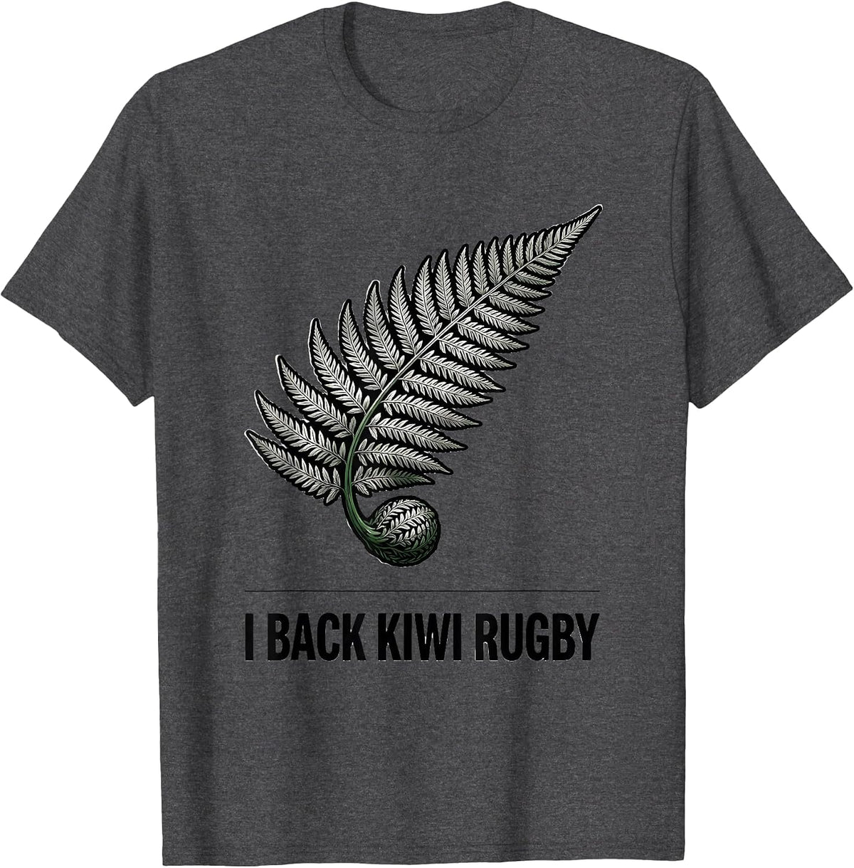 Men's I Back Kiwi Rugby Vintage Rugby Fan National Pride T-Shirt - Dark Heather Grey