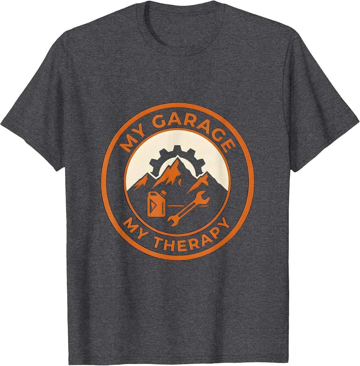 My Garage My Therapy Workshop Design T-Shirt - Dark Heather Grey