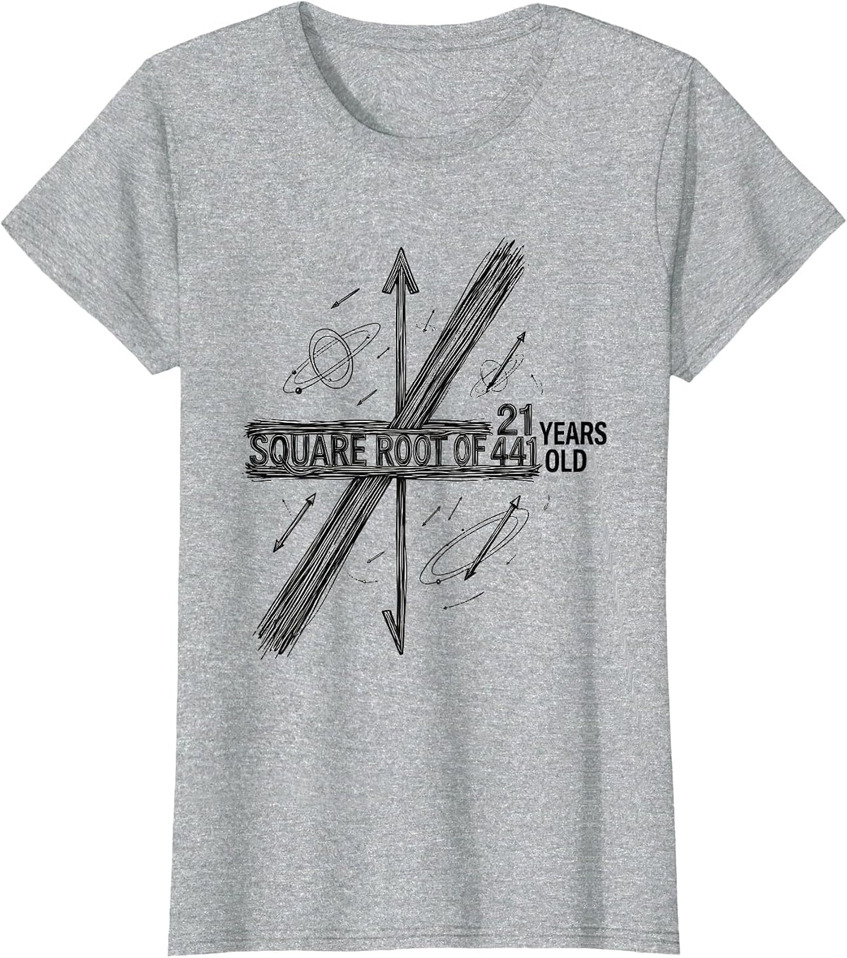 Square Root Of 441 21 Years Old Math Birthday Joke T-Shirt - Heather Grey